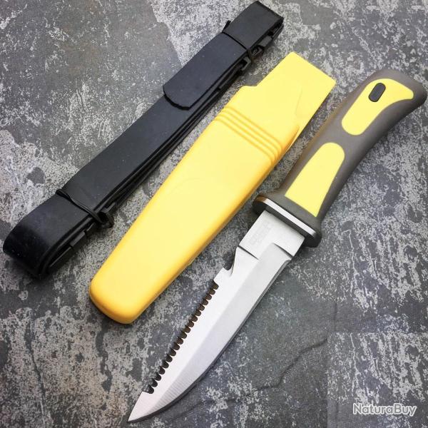 Couteau de Plong�e Rite Edge Divers Yellow Lame Acier 420J2 Manche Caoutchouc Etui Abs 24YW