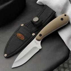 Couteau Skinner Buschraft Survie Lame Acier 3Cr13 Poign&eacute;e ABS Tan &Eacute;tui en Nylon Rite Edge 599ds