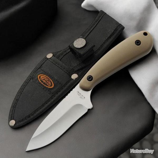Couteau Skinner Buschraft Survie Lame Acier 3Cr13 Poign�e ABS Tan �tui en Nylon Rite Edge 599ds