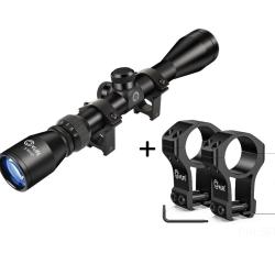 Lunette de tir CVLife 3-9x40 + Anneaux extra-hauts CVlife pour rail de 11mm