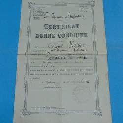 ANCIEN CERTIFICAT MILITAIRE DE BONNE CONDUITE SOLDAT DU 80 &egrave;me R&Eacute;GIMENT D'INFANTERIE 1932