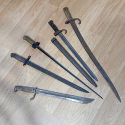 Lot de ba&iuml;onnettes &agrave; compl&eacute;ter et restaurer