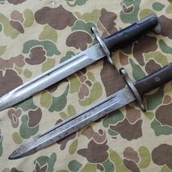 Paire de ba&iuml;onnettes US mod&egrave;le M1 UFH et OL, US WW2.