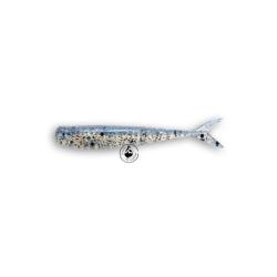 Leurre Souple Delalande Drop Shad 7,5cm Nacr&eacute; bleut&eacute; paillet&eacute; noir argent