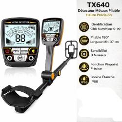 D&eacute;tecteur M&eacute;taux TX640 Identifier M&eacute;taux Pliable Randonn&eacute;e Outdoor