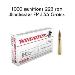 ENCHERE 1� !!! 1000 Munitions WINCHESTER calibre 223 Rem FMJ 55gr - 3.6g