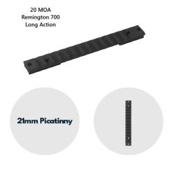 Embase rail picatinny 20 MOA en acier pour Carabine Remignton 700 Long Action