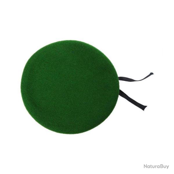 B�ret Le Centurion vert L�gion en laine m�rinos, bord cuir et doublure ac�tate - T54