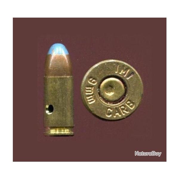 9 x 19 Parabellum pour Carabine - int�ressant marquage = IMI 9 mm CARB - balle pointe bleue