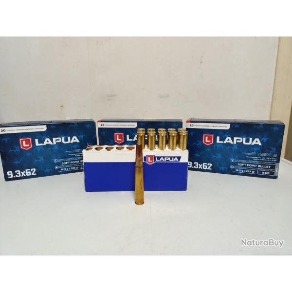 Lot de 71 balles cal 9,3x62, 285gr, marque lapua