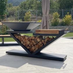 Brasero Double Z finition noire avec plancha carr&eacute;e 90x90cm