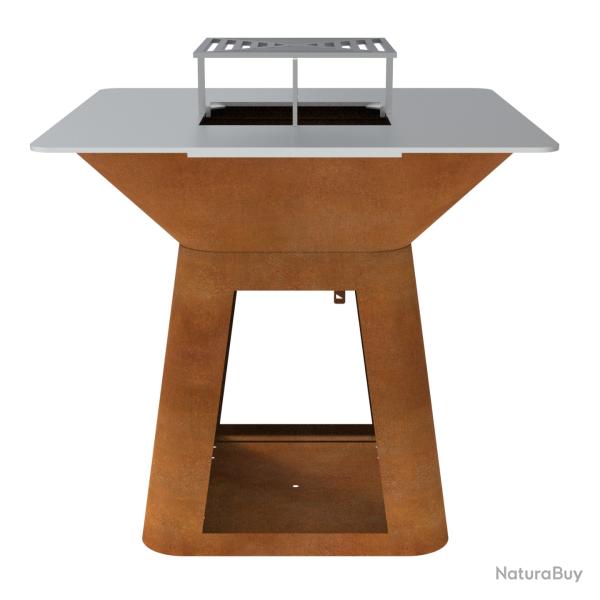 Brasero �100cm acier Corten avec plancha carr�e