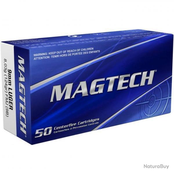 Pack 250 cartouches .9mm Luger FMJ 8,0g/124grs. Magtech - Livraison gratuite