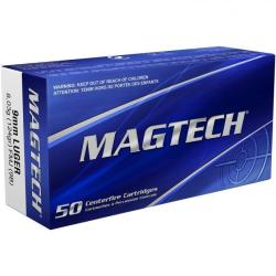 Pack 1000 cartouches .9mm Luger FMJ 8,0g/124grs. Magtech - Livraison gratuite