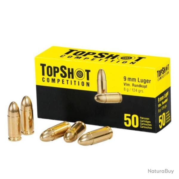 Pack de 250 cartouches .9mm Luger FMJ 8,0 g/124 grs. TOPSHOT Competition - Livraison gratuite