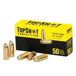 Pack de 1000 cartouches .9mm Luger FMJ 8,0 g/124 grs. TOPSHOT Competition - Livraison gratuite