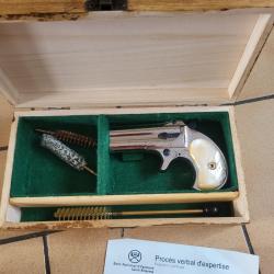 1� sans r&eacute;serve -Double Derringer 41RF Original tr&egrave;s rare en grav&eacute; + kit munitions rechargeables
