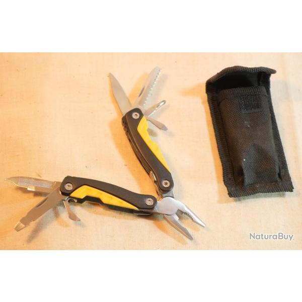 Couteau pliant - Canif multifonction OUTILLAGE COMPLET - pince ... en �tui -  ref EBR24CAN005