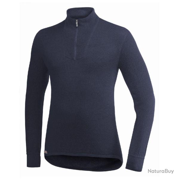 T-shirt thermor�gulateur Woolpower Ullfrott� Zip Turtleneck 200 (outlet) Bleu Marine - M