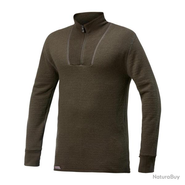 T-shirt thermor�gulateur Woolpower Ullfrott� Zip Turtleneck 200 Vert olive - M
