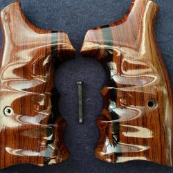 Plaquette ambidextre  bois pr&eacute;cieux  pour  Smith & Wesson carcasse K/L  square  butt