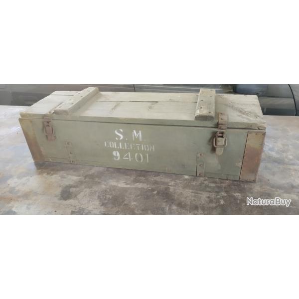 Ancienne caisse militaire en bois "S.M. COLLECTION" - Style Vintage / Loft Industrial