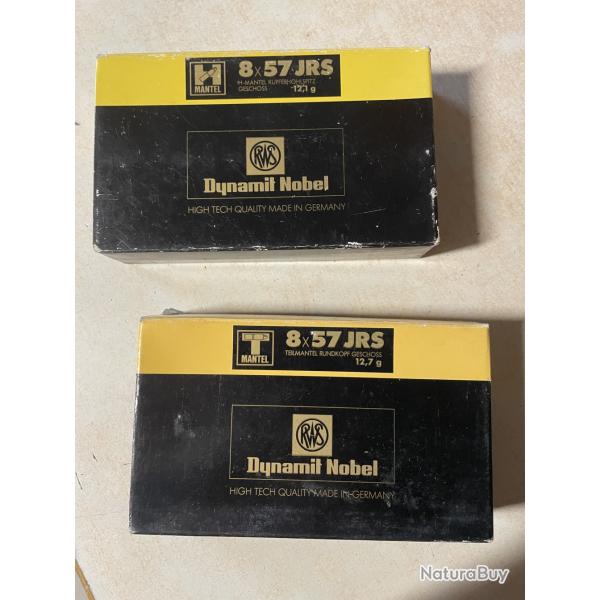 Lot de 46 cartouches RWS 8x57 JRS TM et HM