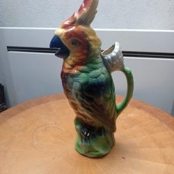 pichet peroquet barbotine st-clement 1900 hauteur 34 cm