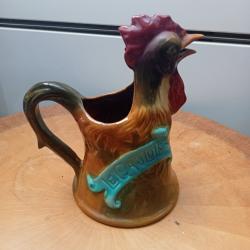 pichet coq barbotine st-clement 1900 hauteur 23cm