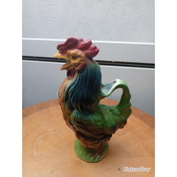 pichet coq barbotine st-clement 1900 hauteur 29 cm