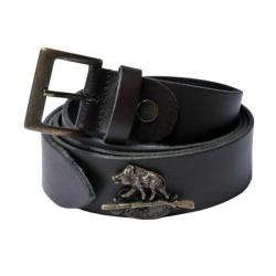 Ceinture Januel croute de cuir motif sanglier Marron - Marron