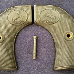 Plaquettes d'origine pour Colt SAA 1873 en gutta-percha. Marqu&eacute;es  R.PETERSON 1908