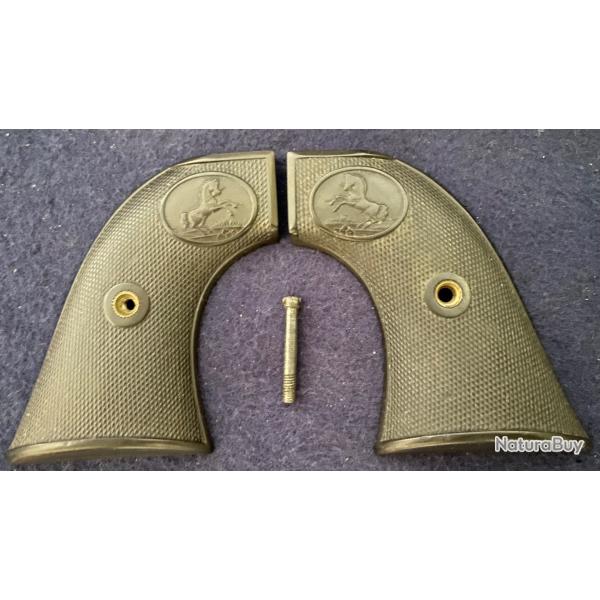 Plaquettes d'origine pour Colt SAA 1873 en gutta-percha. Marqu�es  R.PETERSON 1908