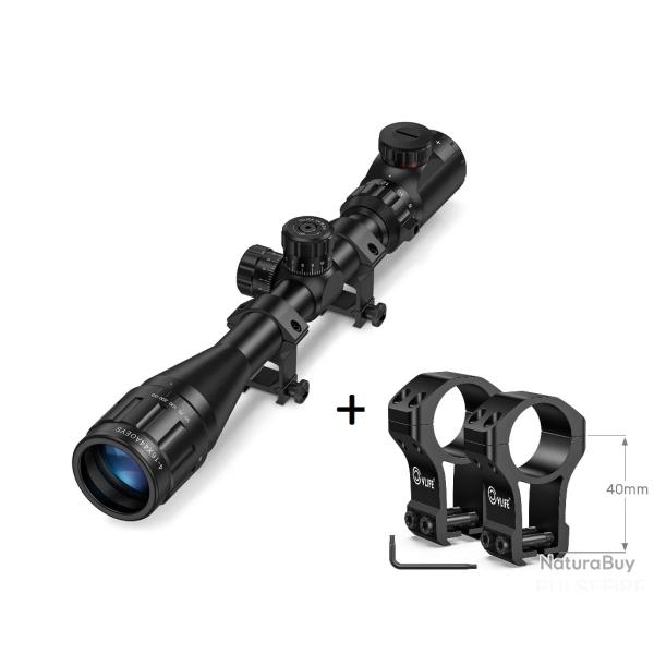 Lunette CVLife 4-16x44 AOE � r�ticule lumineux + Colliers 11mm Extra-Hauts - 1� SANS PRIX DE RESERVE
