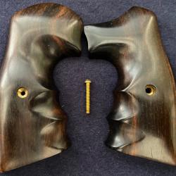 Plaquette ambidextre  bois pr&eacute;cieux  pour  Smith & Wesson carcasse J round butt