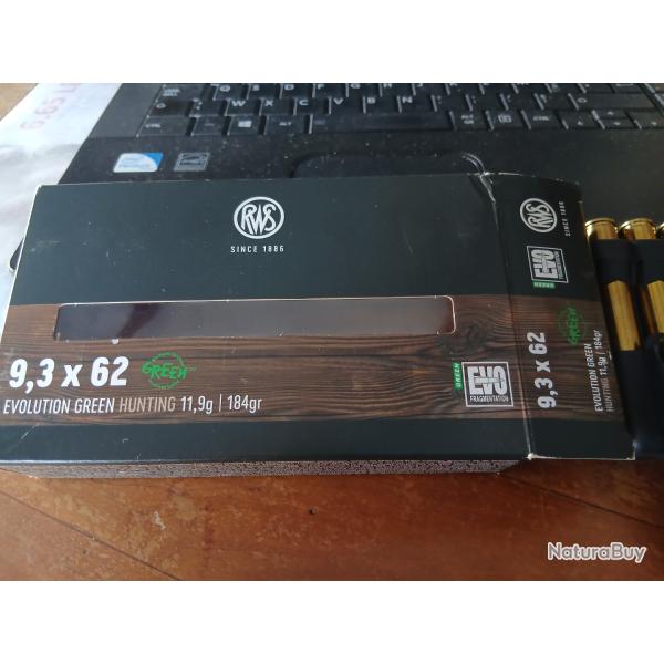 Balles Rws Evolution Green 9,3x62 184 grains