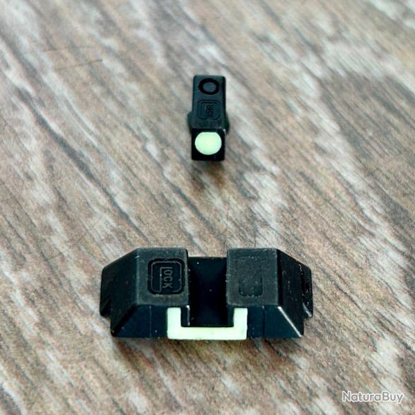 Glock - Hausse acier 6.1 mm luminescent + Guidon acier 4.1 mm luminescent