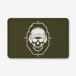 Patch Tir Sportif - Cr&acirc;ne tactique dans une cible - Olive / Blanc