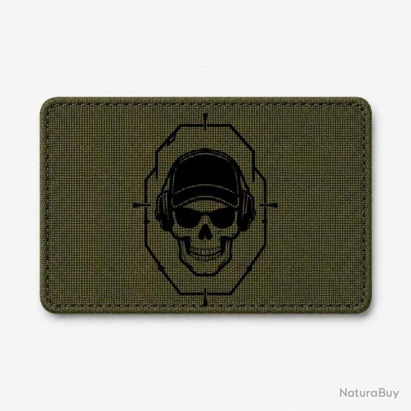Patch Tir Sportif - Cr�ne tactique dans une cible - Olive / Noir