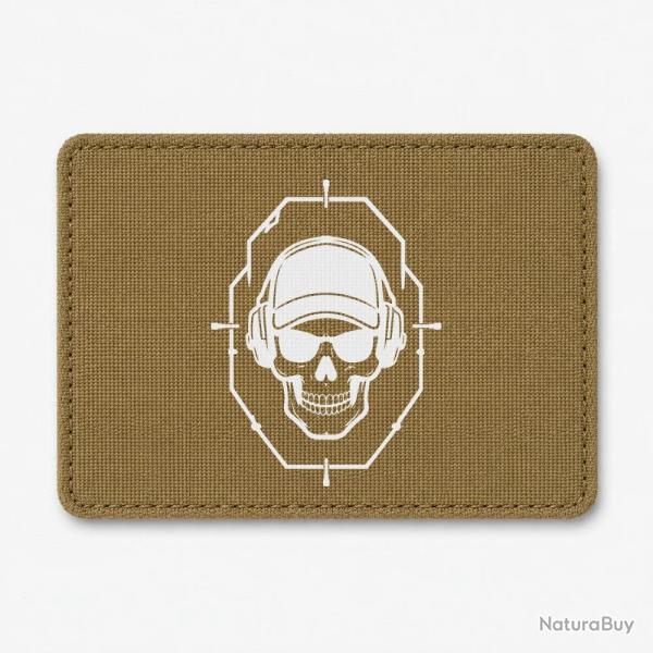 Patch Tir Sportif - Cr�ne tactique dans une cible - Coyote / Blanc
