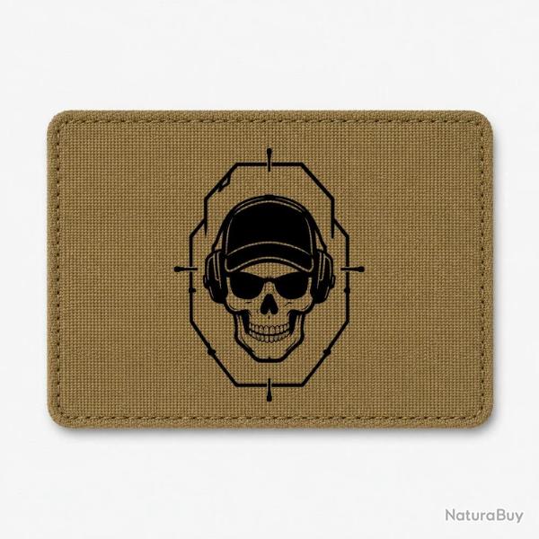 Patch Tir Sportif - Cr�ne tactique dans une cible - Coyote / Noir
