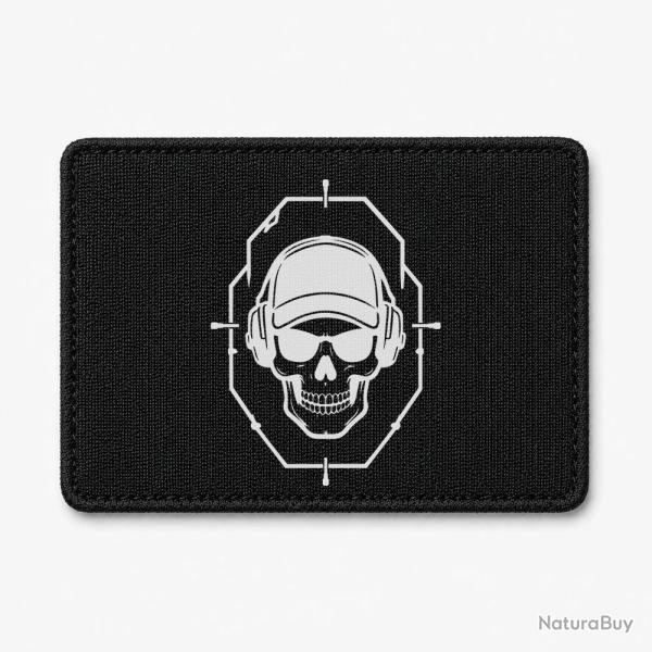 Patch Tir Sportif - Cr�ne tactique dans une cible - Noir / Blanc