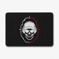 Patch Tir Sportif - Cr&acirc;ne tactique dans une cible - Noir / Blanc et rouge