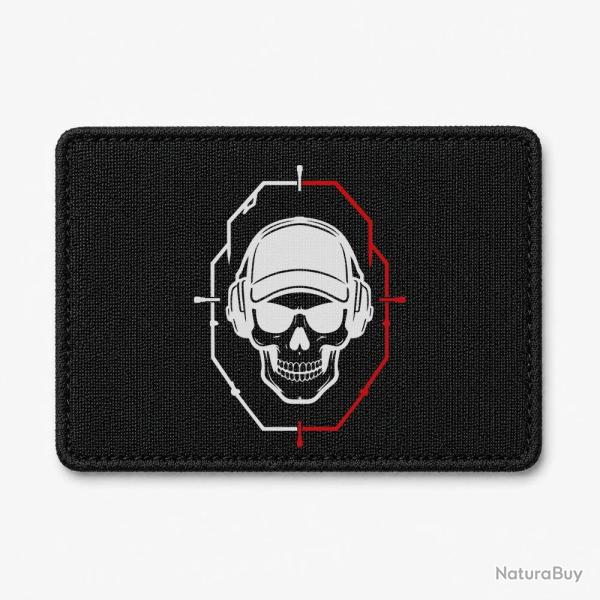 Patch Tir Sportif - Cr�ne tactique dans une cible - Noir / Blanc et rouge