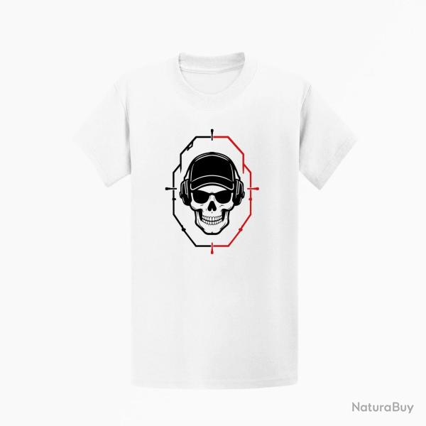 T-shirt Tir Sportif Cr�ne tactique dans une cible Blanc / Noir et rouge