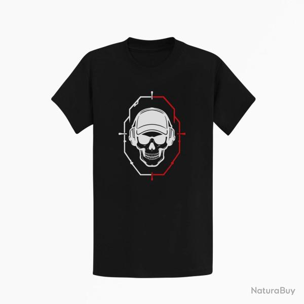 T-shirt Tir Sportif Cr�ne tactique dans une cible Noir / Blanc et rouge