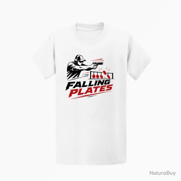 T-shirt Tir Sportif Falling Plates Blanc / Noir et rouge