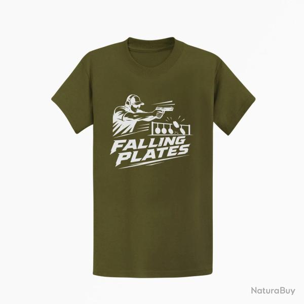 T-shirt Tir Sportif Falling Plates Kaki / Blanc