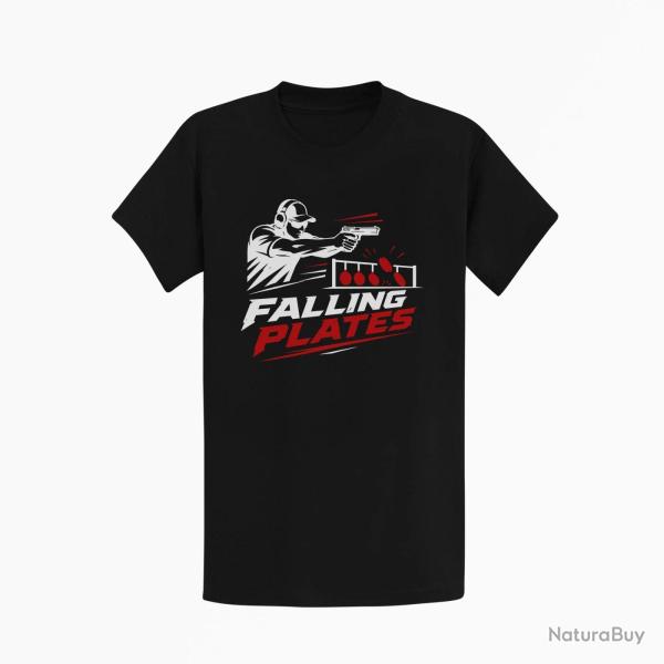 T-shirt Tir Sportif Falling Plates Noir / Blanc et rouge