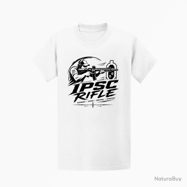 T-shirt IPSC Rifle Accuracy Speed Control Strategy Blanc